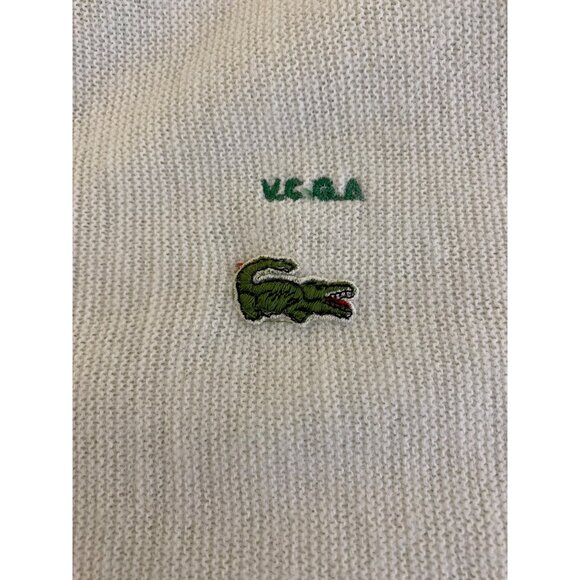Vintage Izod Of London Lacoste Sweater XL IVORY WHITE Crocodile Grandpa Cardigan - Picture 5 of 5